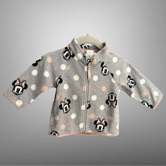 H&M x Disney Minnie Mouse Fleece Zip up Sweater / Size: 2-4 Months - Picture 1 of 5